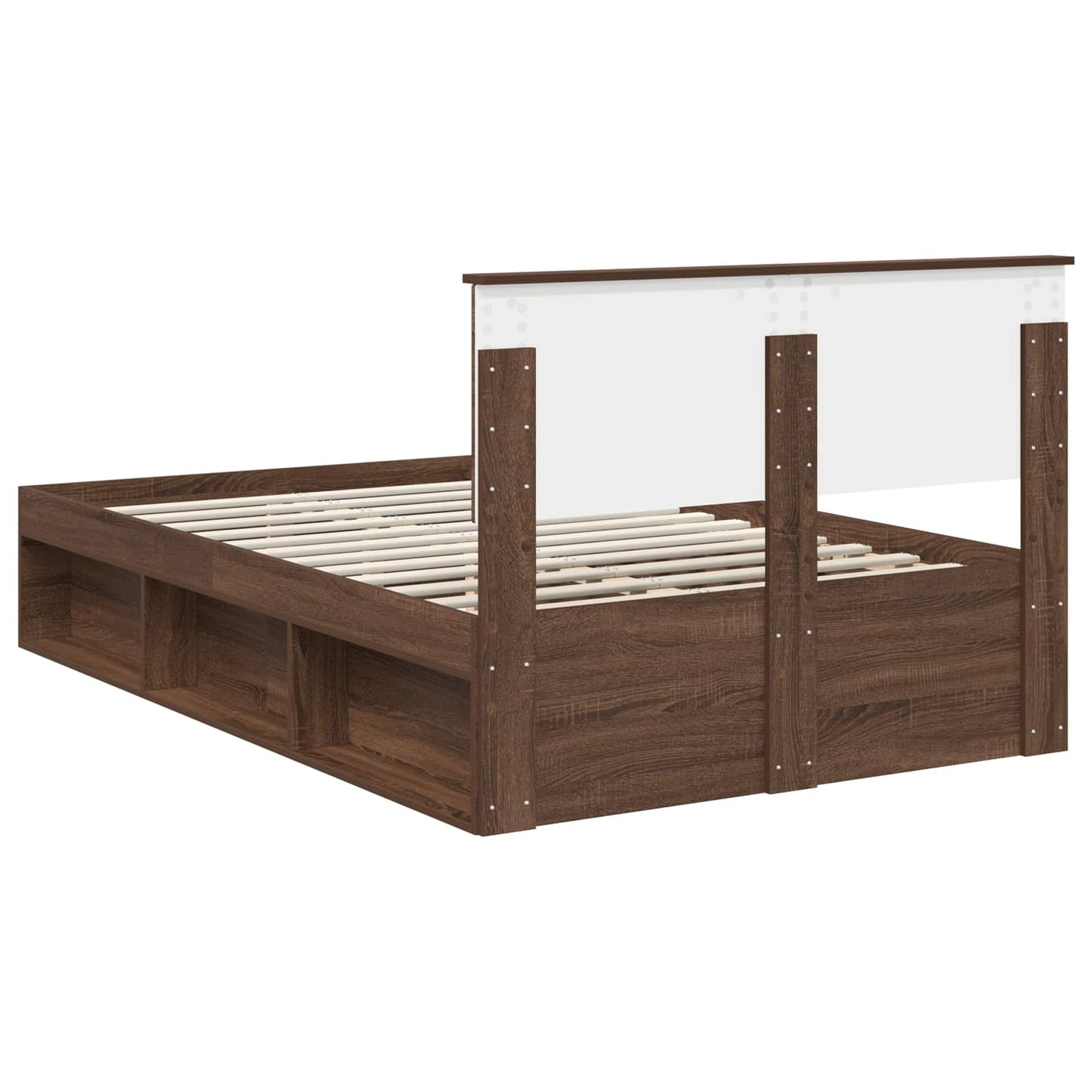 vidaXL Bed Frame with Headboard Brown Oak 120 x 200 cm Engineered wood