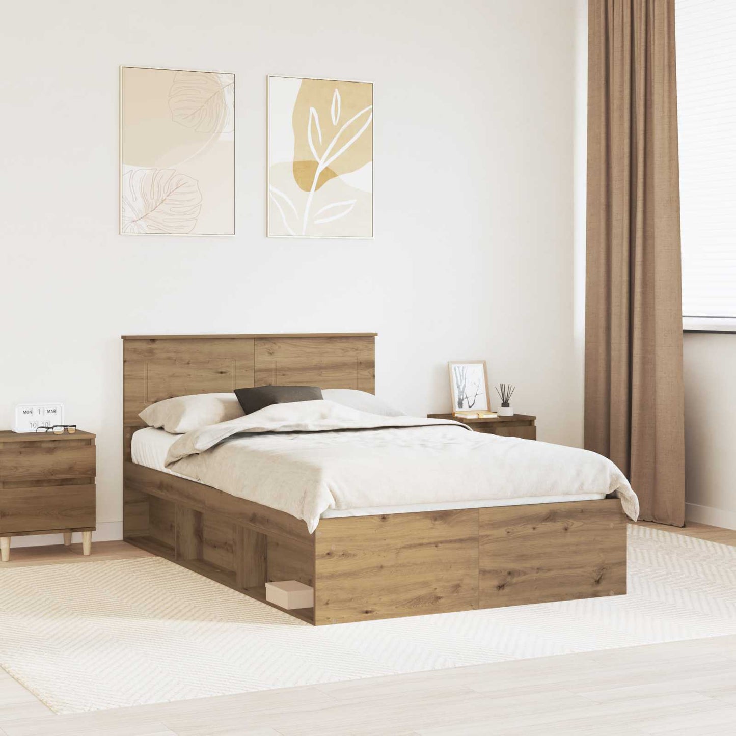 vidaXL Bed Frame Artisian Oak 120 x 200 cm Engineered wood