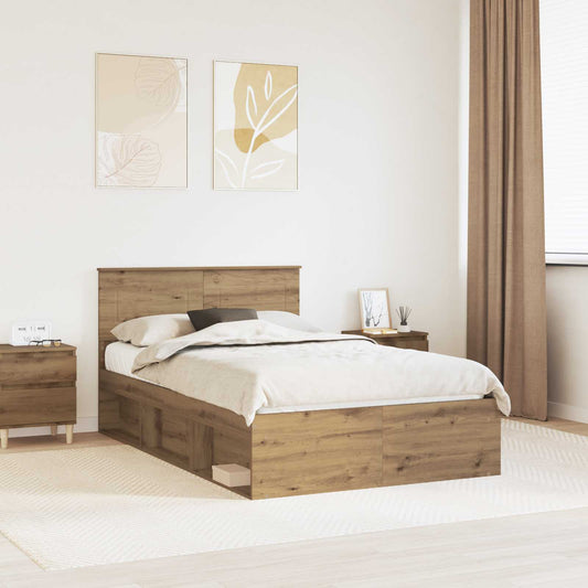 vidaXL Bed Frame Artisian Oak 120 x 200 cm Engineered wood
