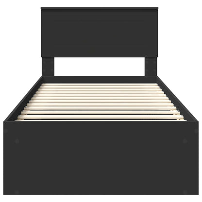 vidaXL Bed Frame with Headboard Black 100 x 200 cm Engineered wood