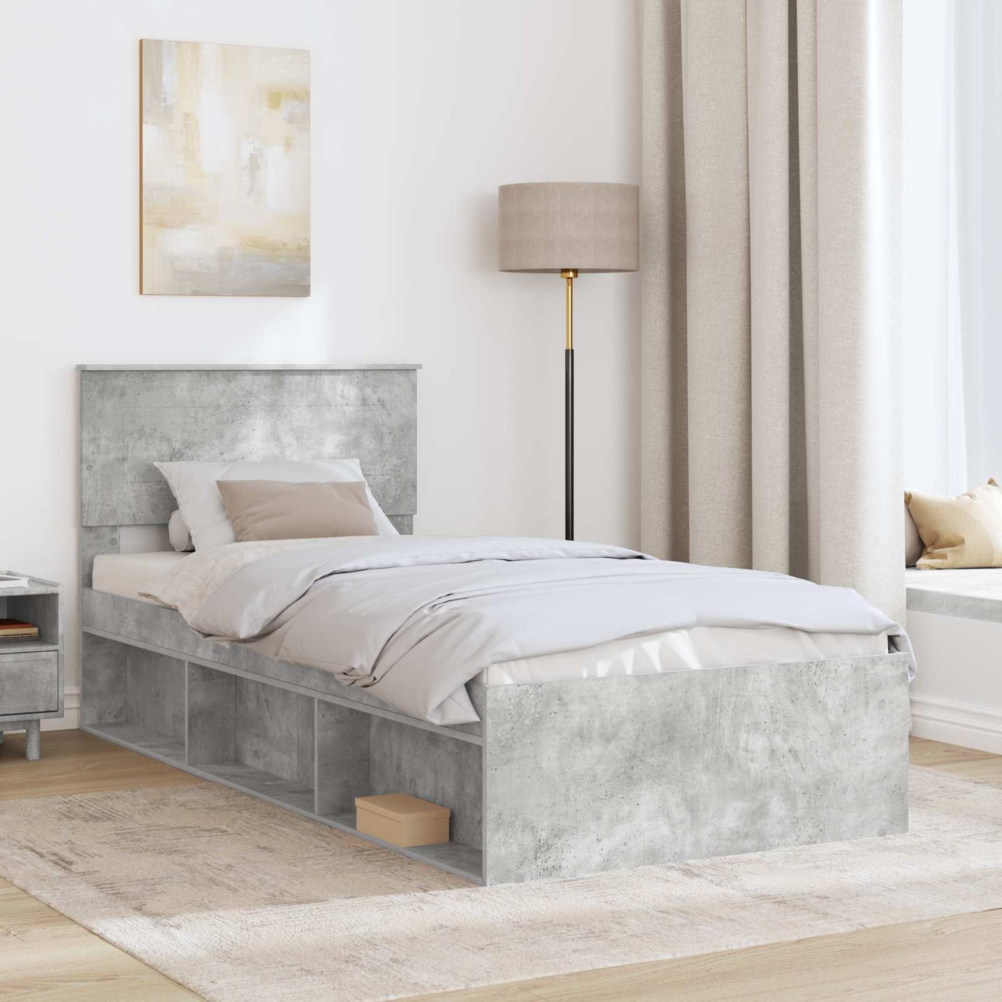 vidaXL Bed Frame Concerte Grey 100 x 200 cm Engineered wood