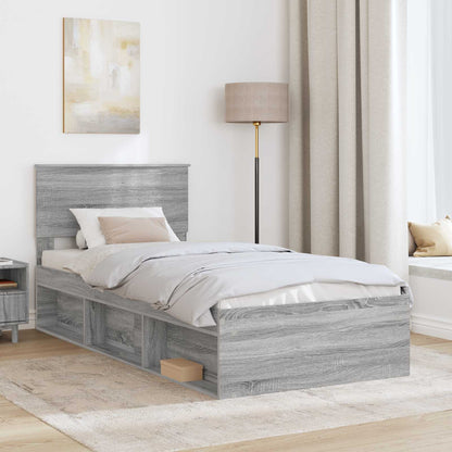 vidaXL Bed Frame Grey Sonoma 100 x 200 cm Engineered wood