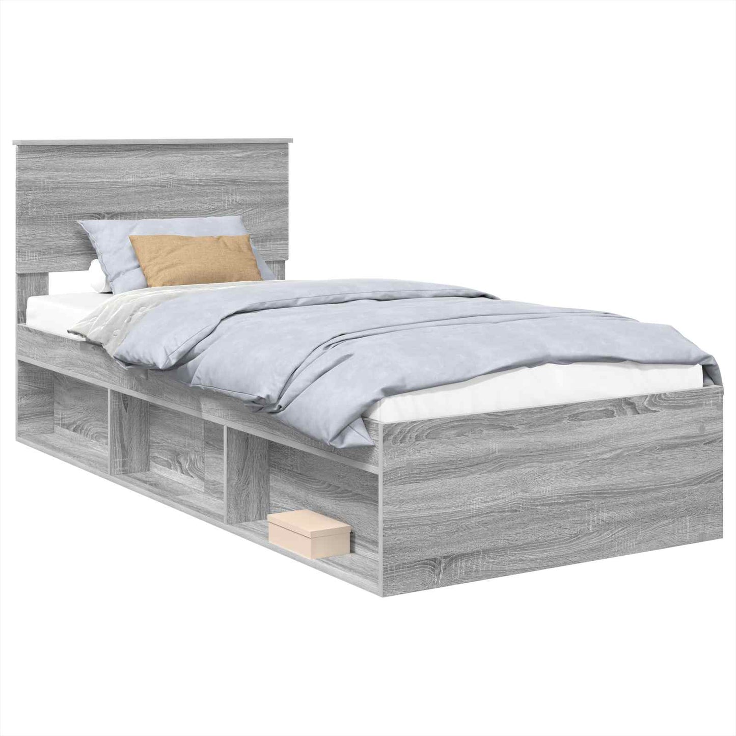 vidaXL Bed Frame Grey Sonoma 100 x 200 cm Engineered wood