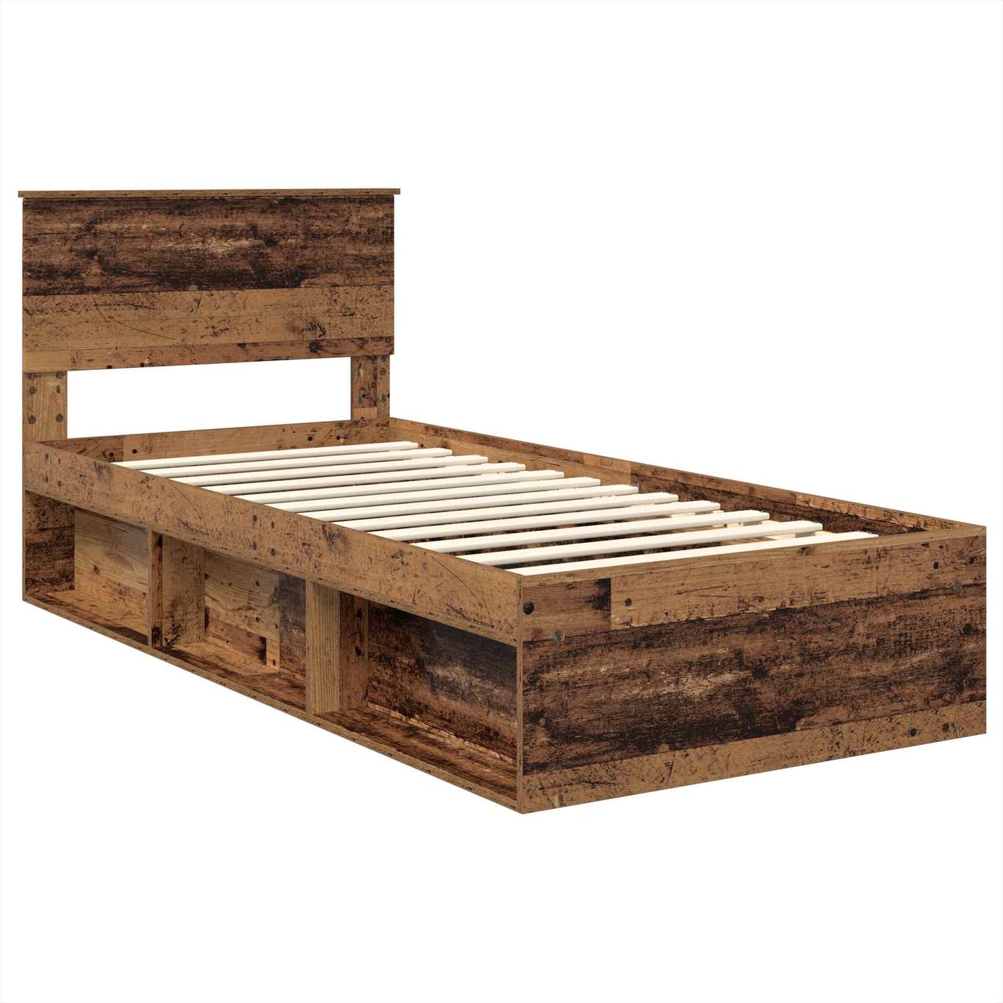 vidaXL Bed Frame with Headboard Old Wood 100 x 200 cm Engineered wood