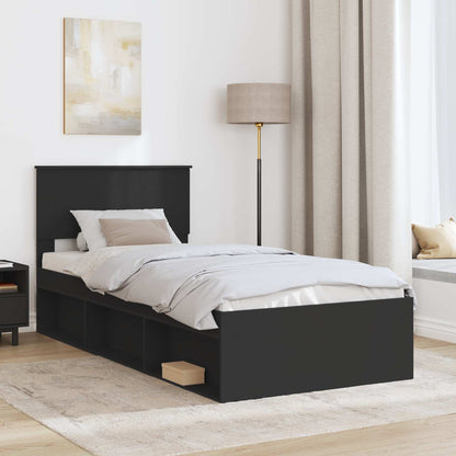 vidaXL Bed Frame with Headboard Black 90 x 190 cm Engineered wood