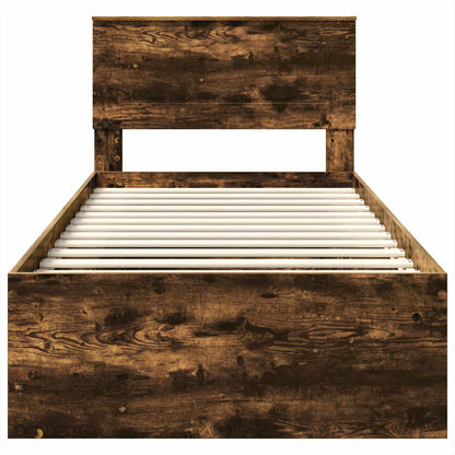 vidaXL Bed Frame with Headboard Smoked Oak 90 x 190 cm Engineered wood