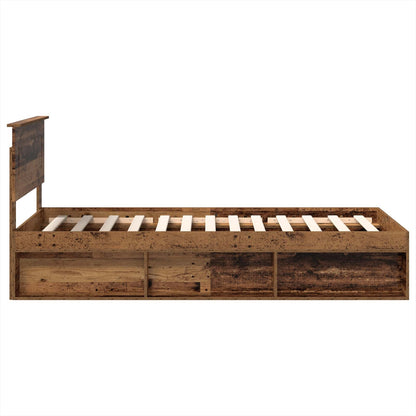 vidaXL Bed Frame with Headboard Old Wood 90 x 190 cm Engineered wood