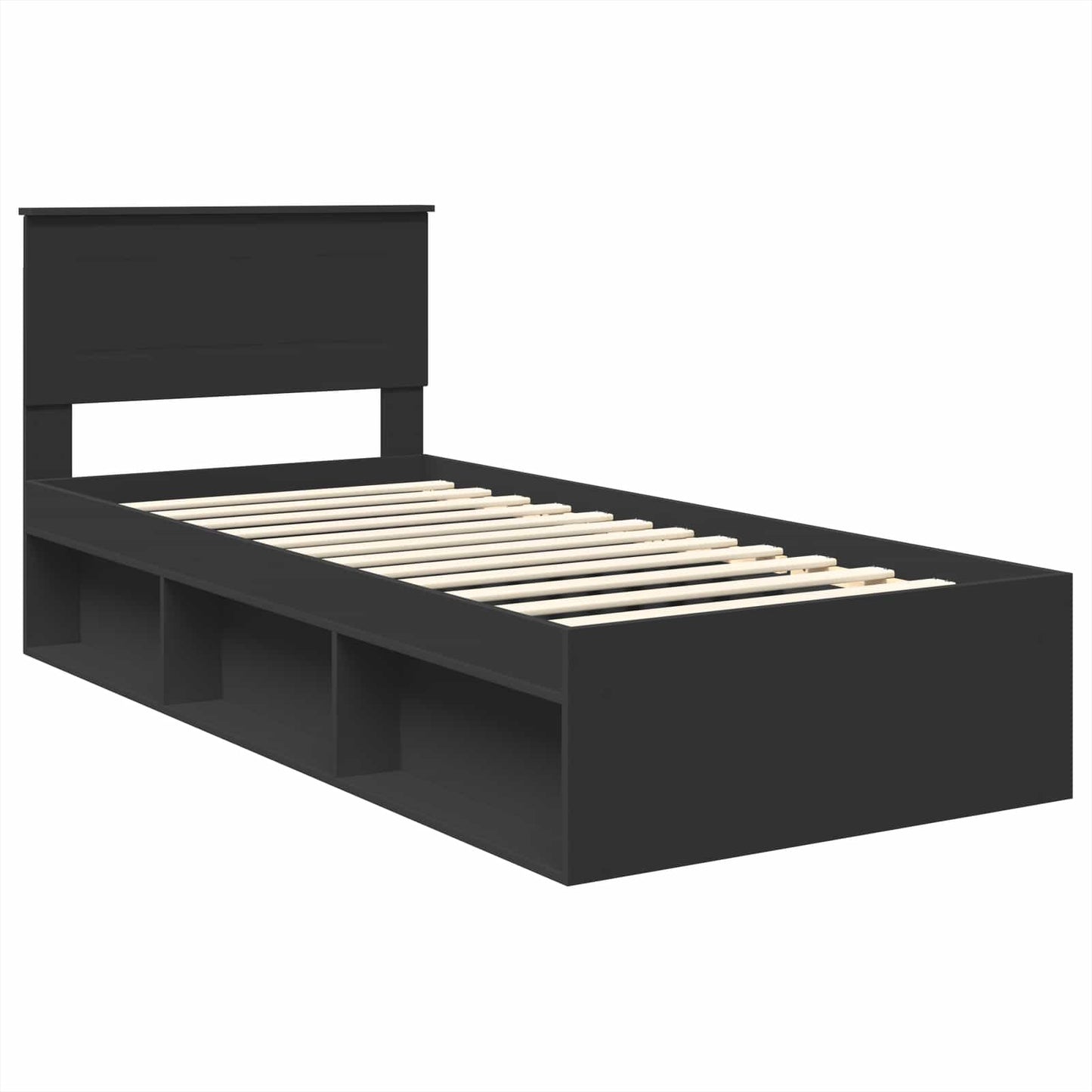vidaXL Bed Frame with Headboard Black 90 x 200 cm Engineered wood