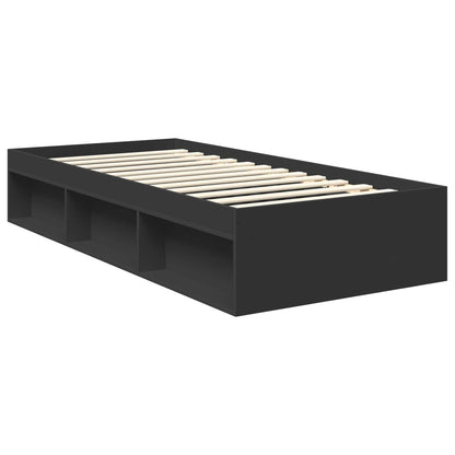 vidaXL Bed Frame with Headboard Black 90 x 200 cm Engineered wood