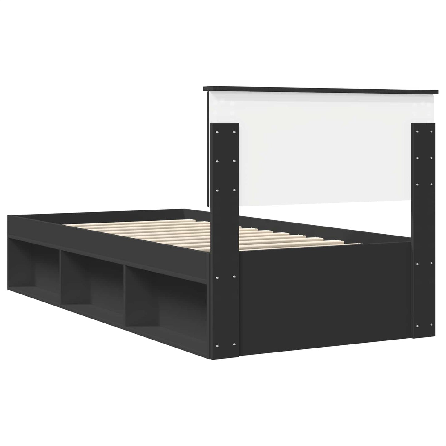 vidaXL Bed Frame with Headboard Black 90 x 200 cm Engineered wood