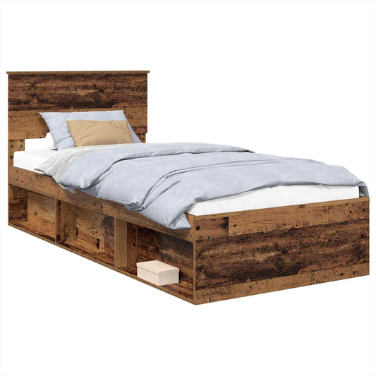 vidaXL Bed Frame with Headboard Old Wood 90 x 200 cm Engineered wood