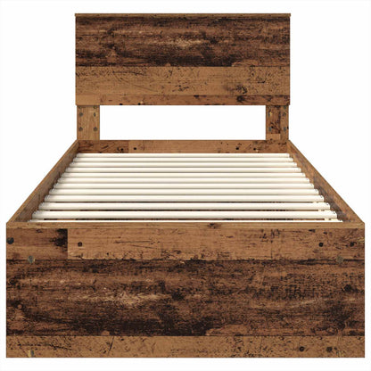 vidaXL Bed Frame with Headboard Old Wood 90 x 200 cm Engineered wood