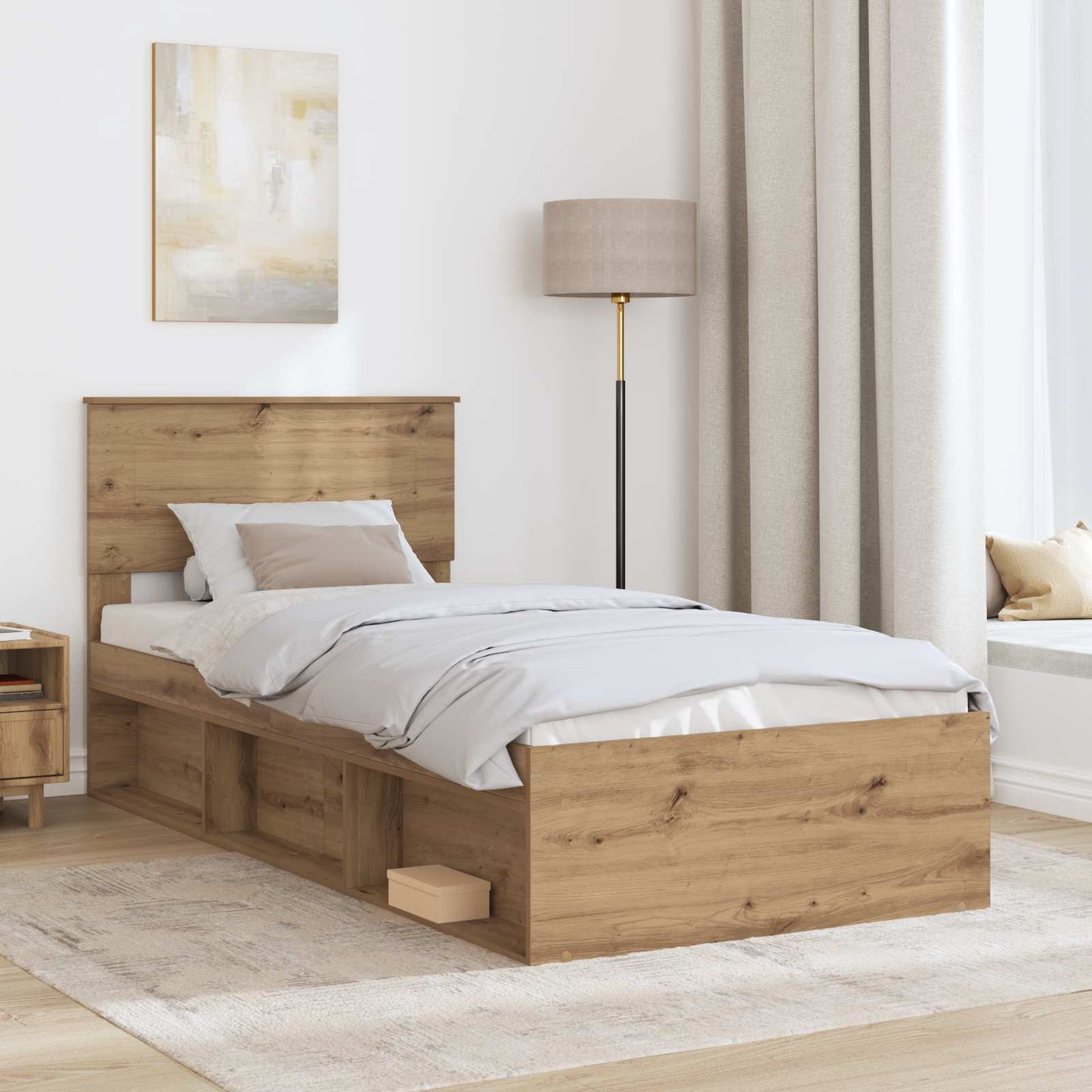 vidaXL Bed Frame Artisian Oak 90 x 200 cm Engineered wood
