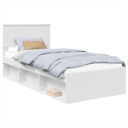 vidaXL Bed Frame with Headboard White 75 x 190 cm Engineered wood