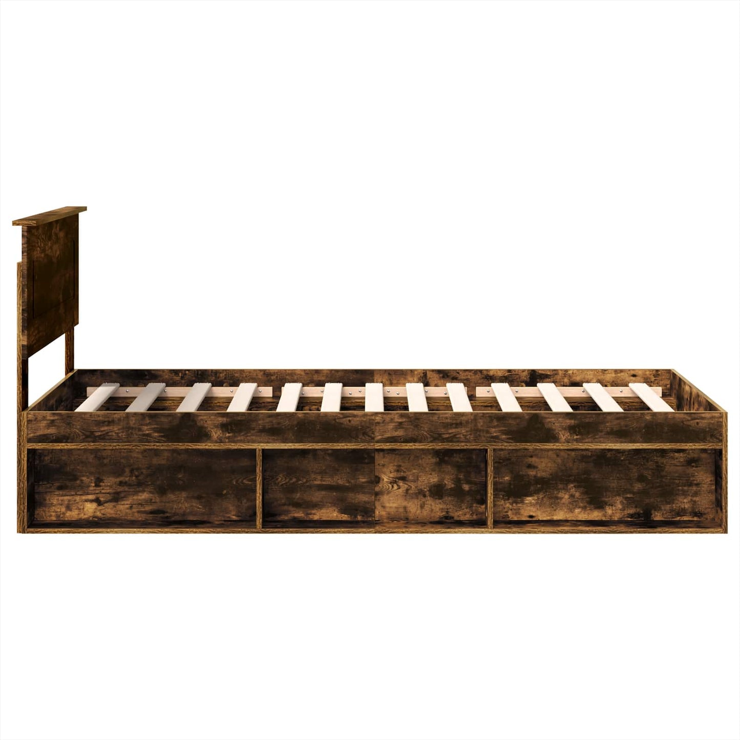 vidaXL Bed Frame with Headboard Smoked Oak 75 x 190 cm Engineered wood