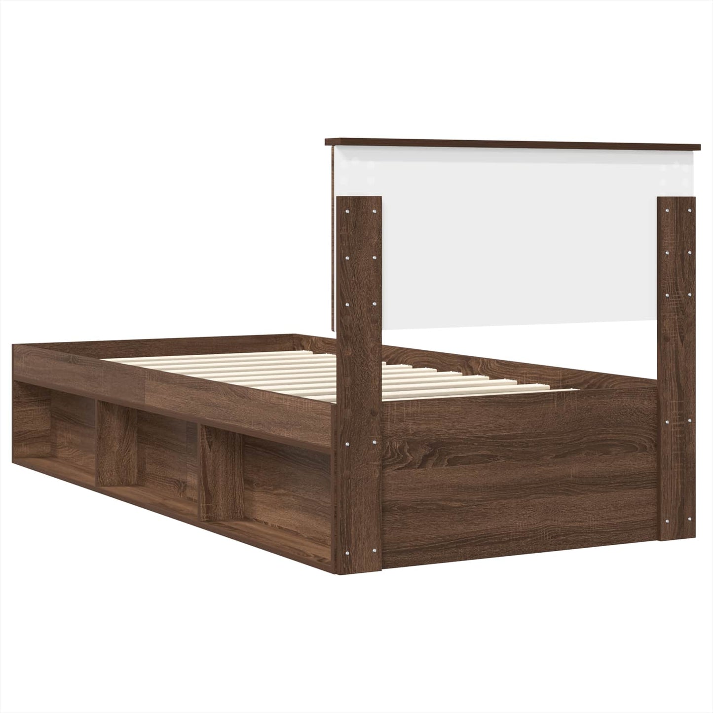 vidaXL Bed Frame with Headboard Brown Oak 75 x 190 cm Engineered wood