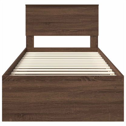 vidaXL Bed Frame with Headboard Brown Oak 75 x 190 cm Engineered wood
