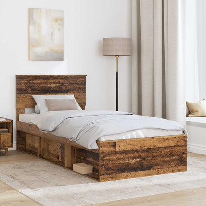 vidaXL Bed Frame with Headboard Old Wood 75 x 190 cm Engineered wood