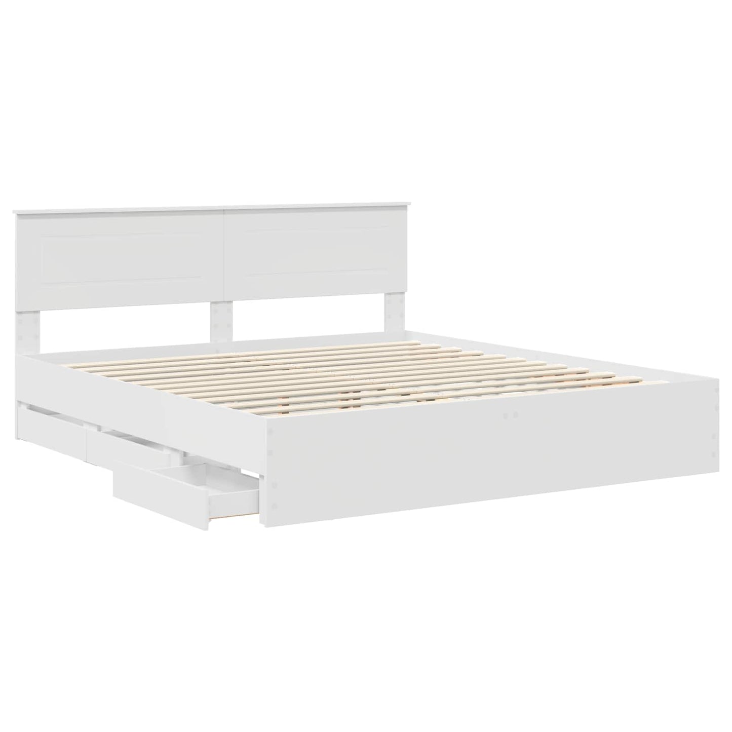 vidaXL Bed Frame with Drawer White 200 x 200 cm Engineer Wood