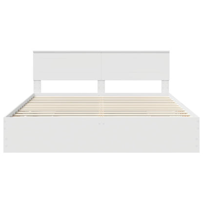 vidaXL Bed Frame with Drawer White 200 x 200 cm Engineer Wood