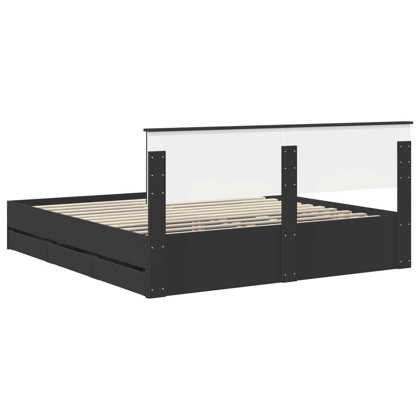 vidaXL Bed Frame with Drawer Black 200 x 200 cm Engineer Wood