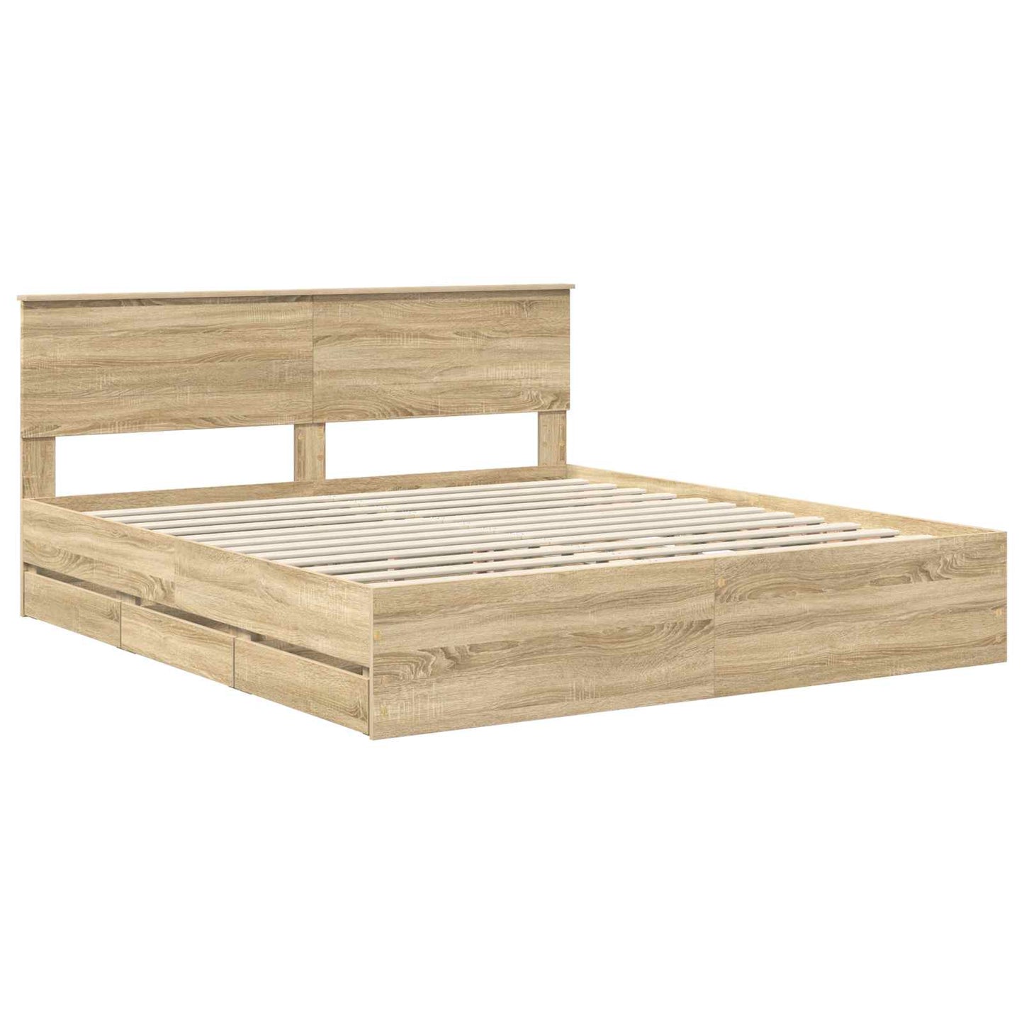 vidaXL Bed Frame with Drawer Sonoma Oak 200 x 200 cm Engineer Wood