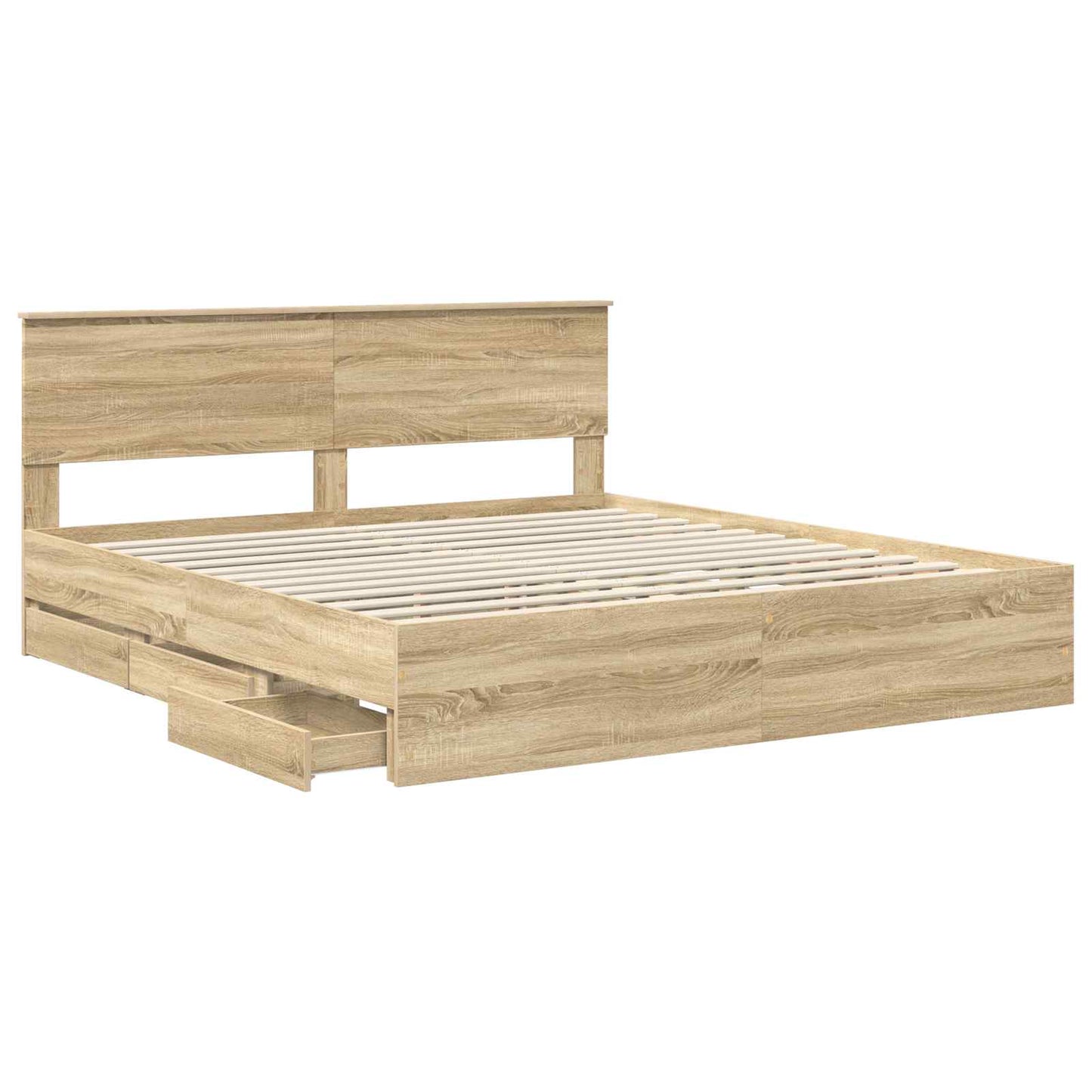 vidaXL Bed Frame with Drawer Sonoma Oak 200 x 200 cm Engineer Wood