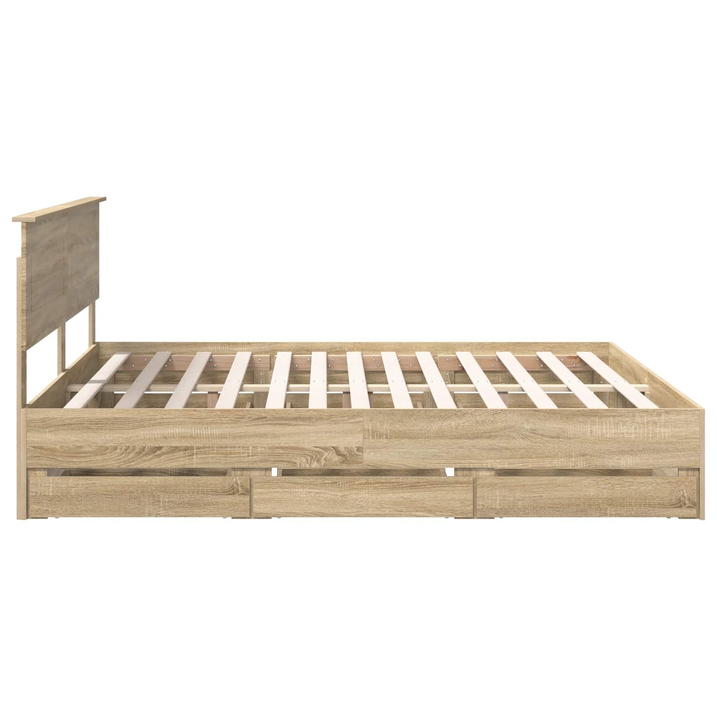 vidaXL Bed Frame with Drawer Sonoma Oak 200 x 200 cm Engineer Wood