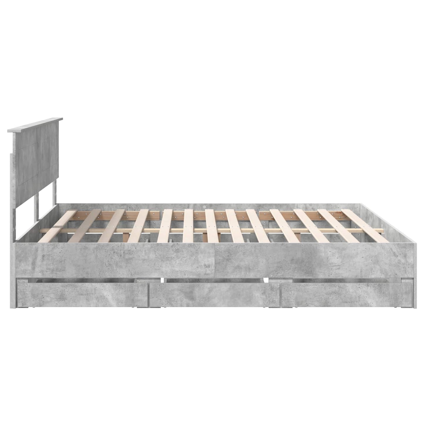 vidaXL Bed Frame with Drawer Concrete Grey 200 x 200 cm Engineer Wood