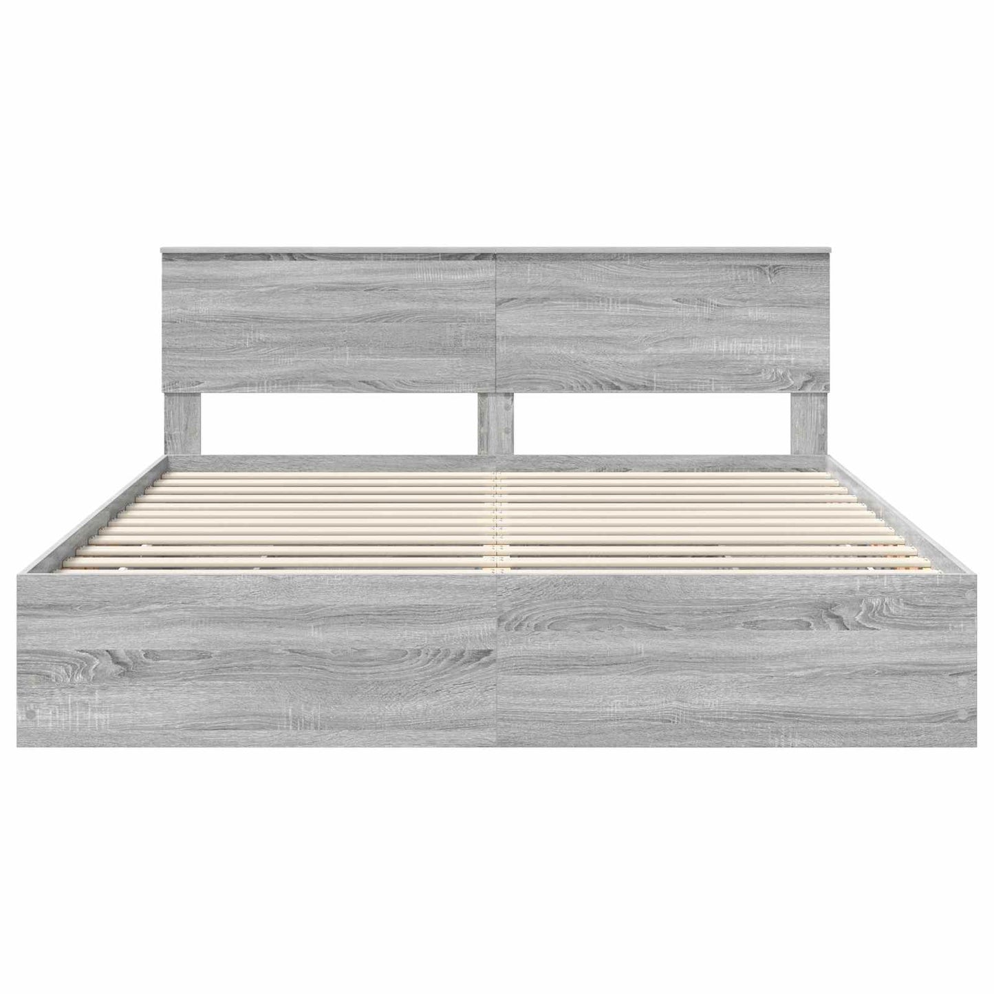 vidaXL Bed Frame with Drawer Grey Sonoma 200 x 200 cm Engineer Wood