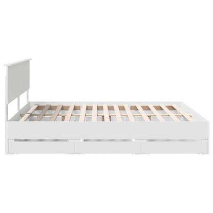 vidaXL Bed Frame with Drawer White 180 x 200 cm Engineer Wood