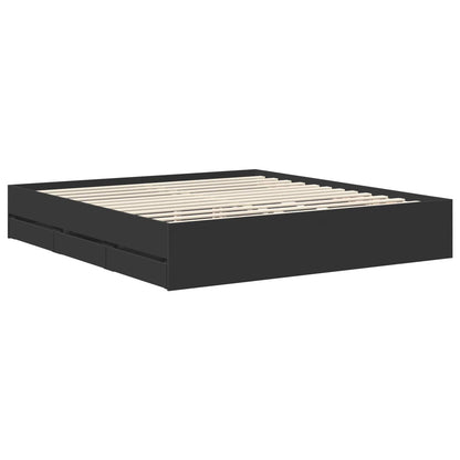 vidaXL Bed Frame with Drawer Black 180 x 200 cm Engineer Wood