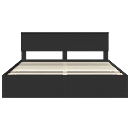 vidaXL Bed Frame with Drawer Black 180 x 200 cm Engineer Wood