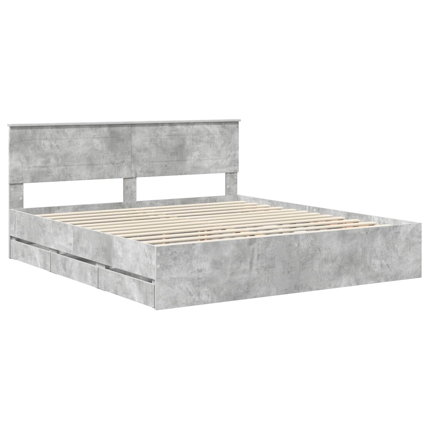 vidaXL Bed Frame with Drawer Concrete Grey 180 x 200 cm Engineer Wood