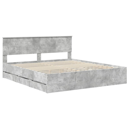 vidaXL Bed Frame with Drawer Concrete Grey 180 x 200 cm Engineer Wood
