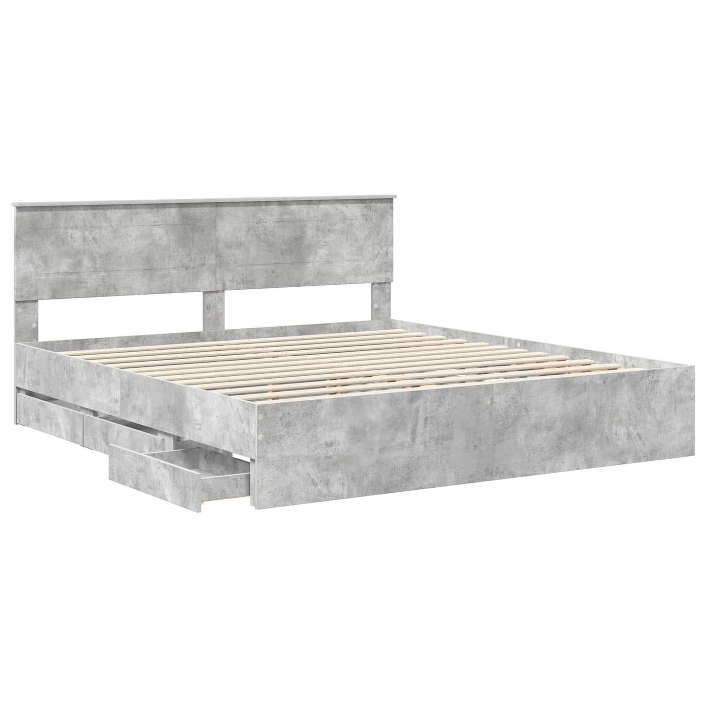 vidaXL Bed Frame with Drawer Concrete Grey 180 x 200 cm Engineer Wood
