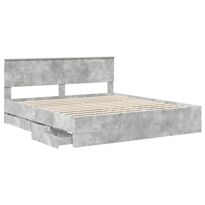 vidaXL Bed Frame with Drawer Concrete Grey 180 x 200 cm Engineer Wood