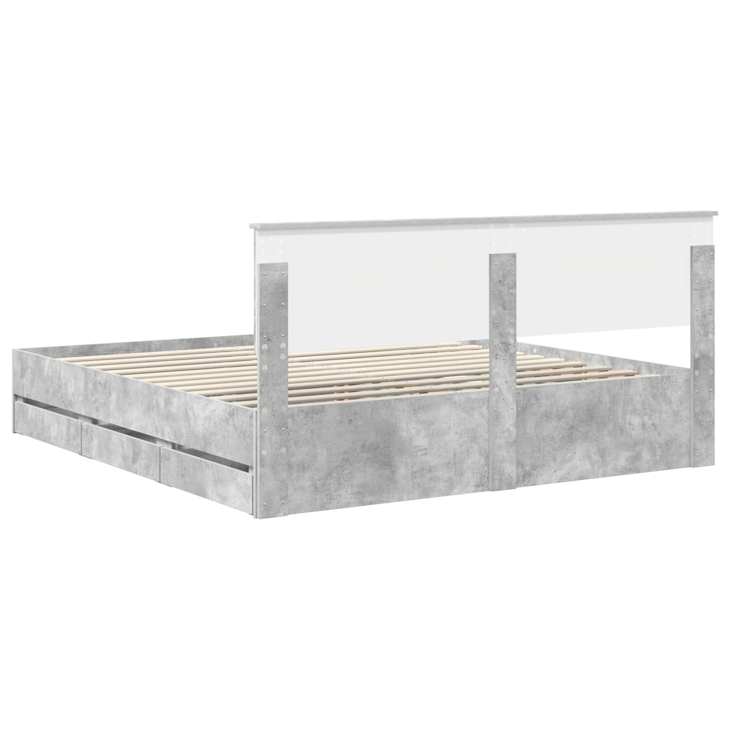 vidaXL Bed Frame with Drawer Concrete Grey 180 x 200 cm Engineer Wood