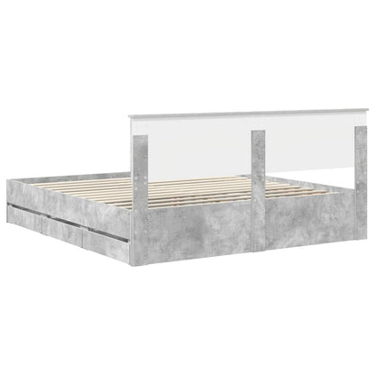 vidaXL Bed Frame with Drawer Concrete Grey 180 x 200 cm Engineer Wood