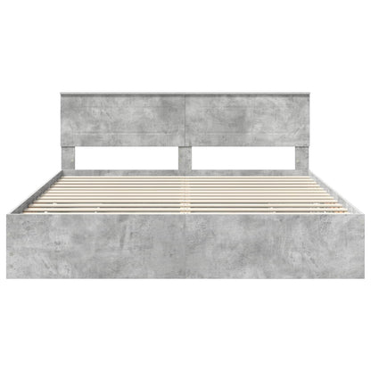 vidaXL Bed Frame with Drawer Concrete Grey 180 x 200 cm Engineer Wood