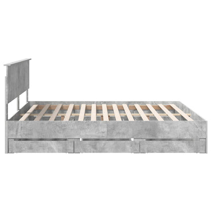 vidaXL Bed Frame with Drawer Concrete Grey 180 x 200 cm Engineer Wood