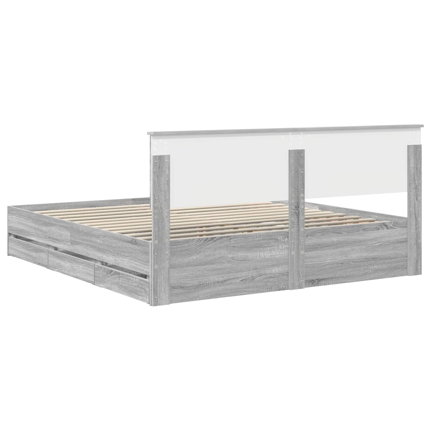 vidaXL Bed Frame with Drawer Grey Sonoma 180 x 200 cm Engineer Wood