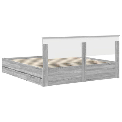 vidaXL Bed Frame with Drawer Grey Sonoma 180 x 200 cm Engineer Wood