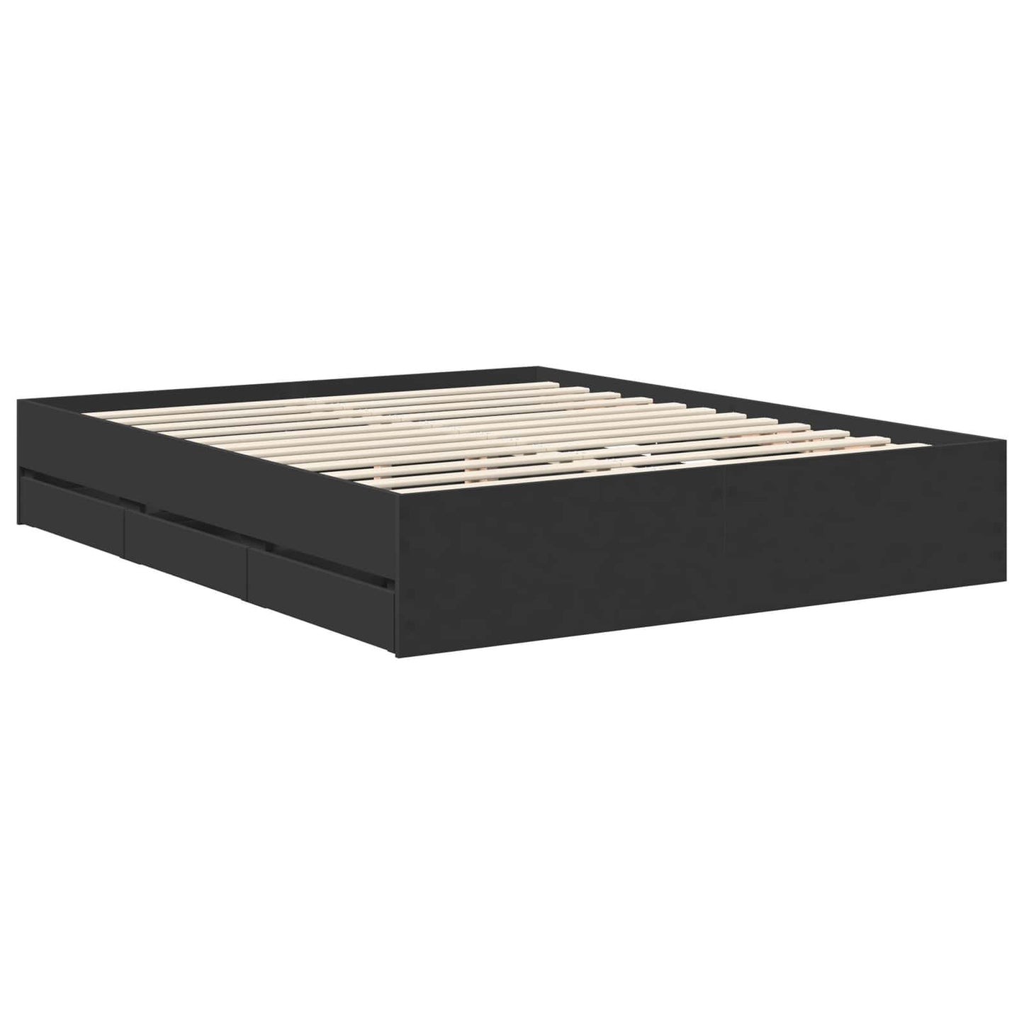 vidaXL Bed Frame with Drawer Black 160 x 200 cm Engineer Wood