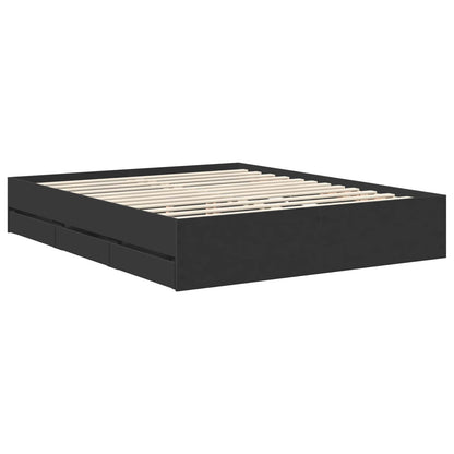 vidaXL Bed Frame with Drawer Black 160 x 200 cm Engineer Wood