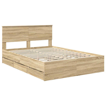 vidaXL Bed Frame with Drawer Sonoma Oak 150 x 200 cm Engineer Wood