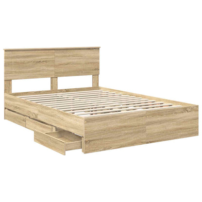 vidaXL Bed Frame with Drawer Sonoma Oak 150 x 200 cm Engineer Wood