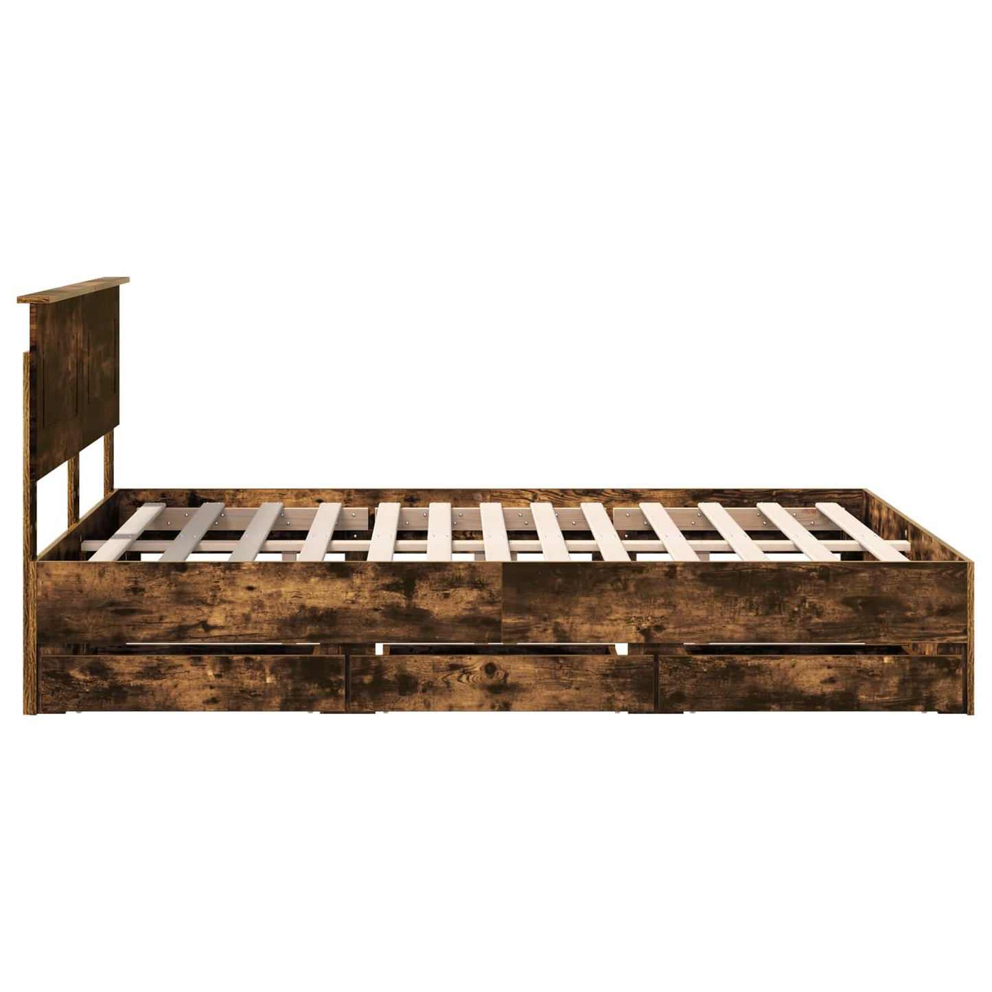 vidaXL Bed Frame with Drawer Smoked Oak 150 x 200 cm Engineer Wood