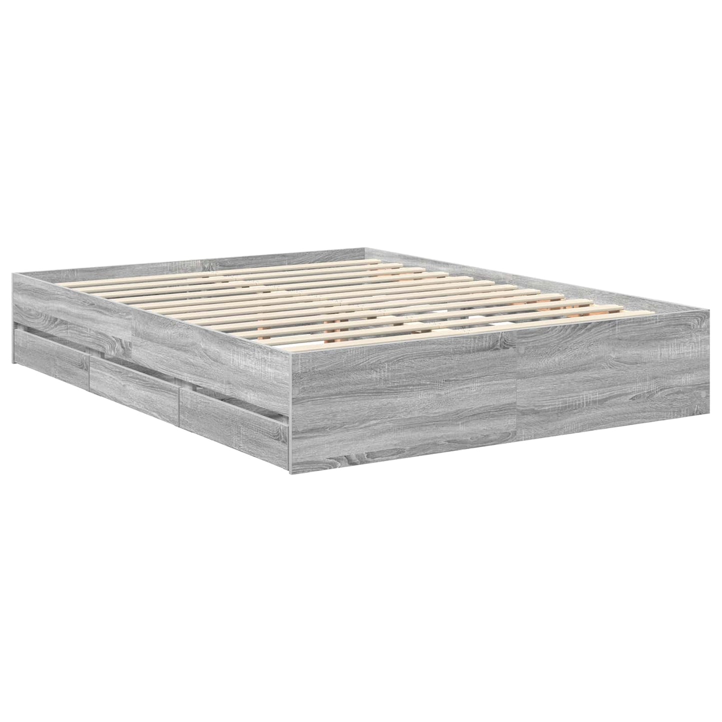 vidaXL Bed Frame with Drawer Grey Sonoma 150 x 200 cm Engineer Wood