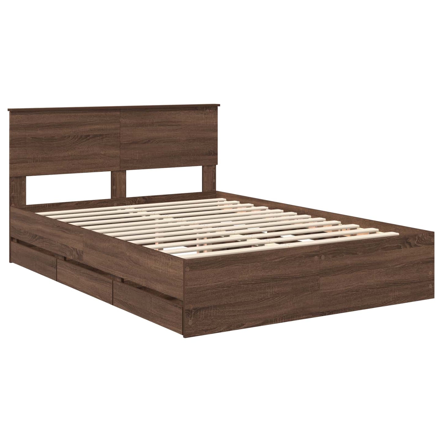 vidaXL Bed Frame with Drawer Brown Oak 150 x 200 cm Engineer Wood